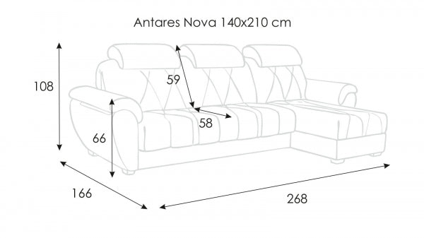 Sofá-Cama com Chaise-Longue Antares Nova