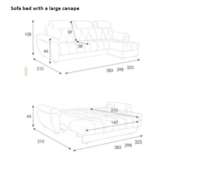 Sofá-Cama com Chaise-Longue Antares Nova